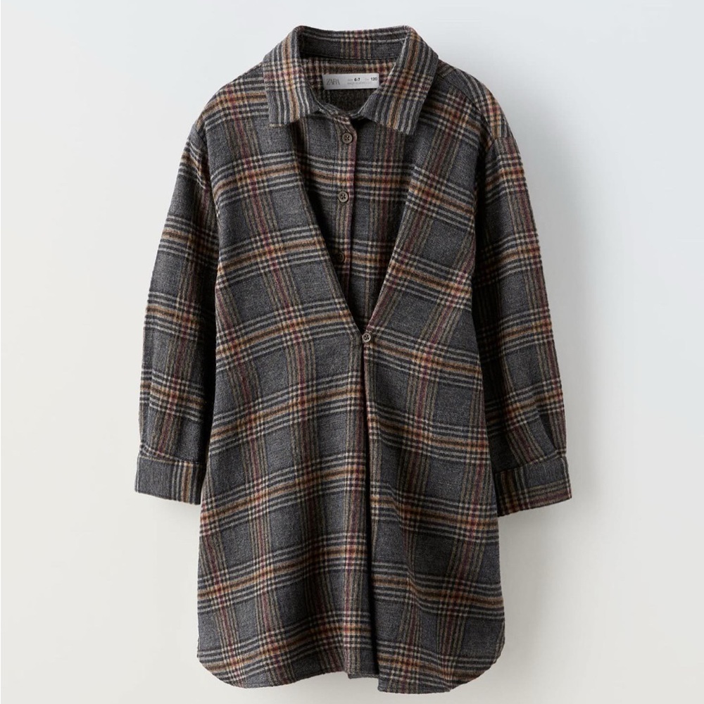 Zara Plaid Long Sleeve Shirt Dress